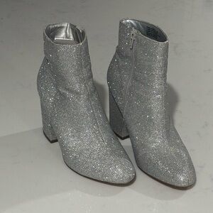 Madden Girl Glitter Fab Silver Ankle Booties